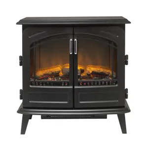 Dimplex Optiflame Stove 2W Matt Black Cast iron effect Electric Stove (H)660mm (W)620mm