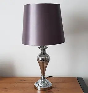 Denton Smokey Glass Table Lamp with Smokey Grey Lamp Shade