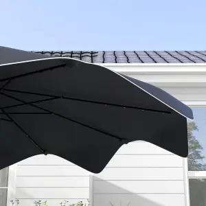 Outsunny Garden Parasol Umbrella with LED Lights and Tilt, Table Umbrella