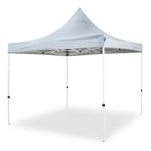 Grey Deluxe Commercial Gazebo with Zipped Removable Sides - 3m x 3m - Waterproof PVC Coated