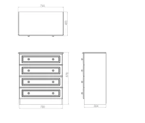 Ready assembled Matt white 4 Drawer Midi Chest of drawers (H)885mm (W)580mm (D)415mm