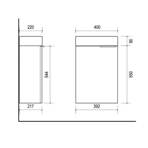 Bathroom Vanity Unit 400 Basin Cloakroom Sink Wall Cabinet Black Grey Ash Avir