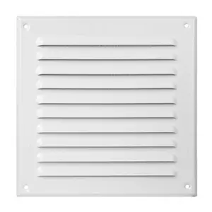 White Metal Air Vent Grille with Fly Screen Flat Ducting Ventilation Cover (250 x 250 mm)