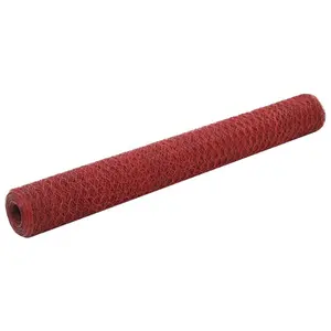 Chicken Wire Fence with PVC Coating Red / 1.2m H x 25m L