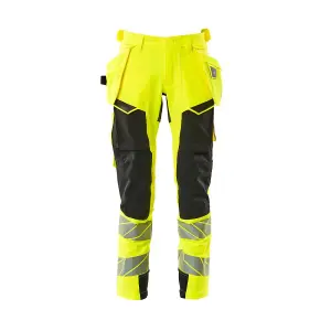 Mascot Accelerate Safe Trousers with Holster Pockets - Hi-Vis Yellow/Black   (32.5) (Leg Length - Long)