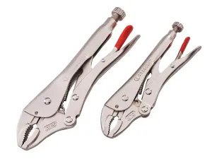 Cresent Locking Molegrip Pliers Set of 2 With Curved Jaw & Wire Cutter 8" & 10"