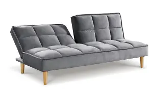 Stylish and Versatile 3 Seater Velvet Sofa Bed, Modern, Living Room Furniture - Grey