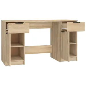 Berkfield Desk with Side Cabinet Sonoma Oak Engineered Wood