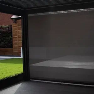 PergoSTET 4m x 4m Pergola with 3 Drop Sides and LED Lighting in Grey