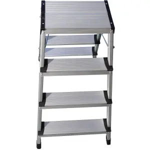 Excel Aluminium Stool Ladder 4 Tread Heavy Duty Folding Hop Up 745mm x 465mm