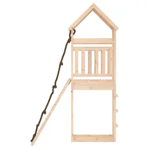 Berkfield Playhouse with Climbing Wall Solid Wood Pine