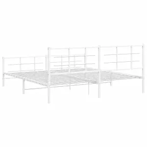 Berkfield Metal Bed Frame without Mattress with Footboard White 193x203cm