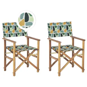 Set of 2 Garden Chairs CINE Acacia Wood Multicolour