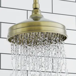 ENKI Traditional Antique Brass Fixed Wall Mounted Brass Shower Head 200mm