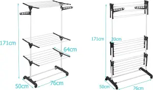 Clothes Drying Rack 3-Tier Folding Clothes Airer Indoor-Outdoor Dryer Hanger Rack