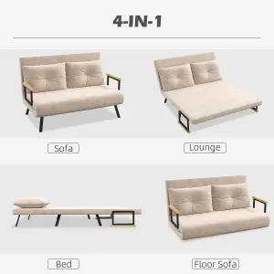 HOMCOM Click Clack 2 Seater Sofa Bed Settee for Living Room, Guest Room, Beige