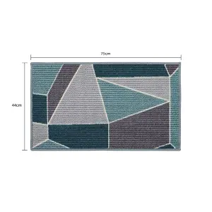 JVL Fiora Machine Washable Doormat and Runner, Duck Egg