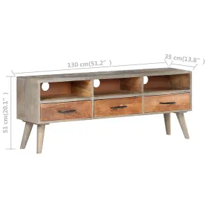 Berkfield TV Cabinet Grey 130x35x51 cm Solid Rough Mango Wood