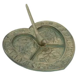 Bird Heart Sundial Ornament Cast Iron Garden Yard Feature Statue Clock Metal