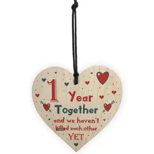 Funny Rude 1st Anniversary Gift For Husband Wife Gift For Him Her Wooden Heart