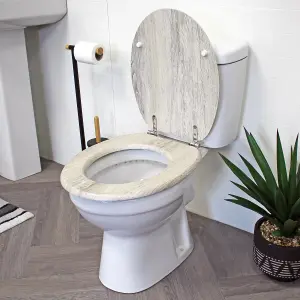 Showerdrape Oxford White Oak Wooden Toilet Seat