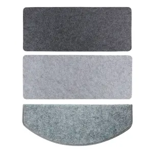 14 Pcs Dark Grey Felt Stair Treads Carpet Anti Slip Rectangular Stair Runner Step Mats