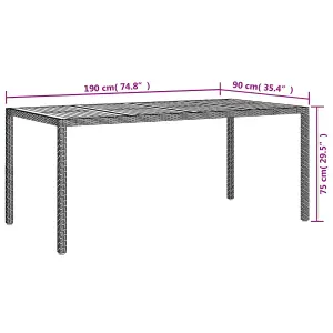 Berkfield Garden Table 190x90x75 cm Poly Rattan and Acacia Wood Black