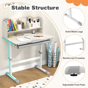 Costway Kids Study Desk Height Adjustable Children Writing Table w/ Tilt Desktop