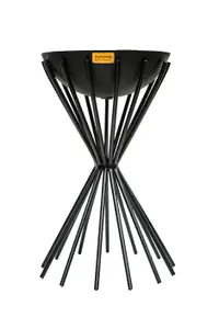 Outdoor Tall Metal Dakota Fire Pit in Black H65Cm W38Cm