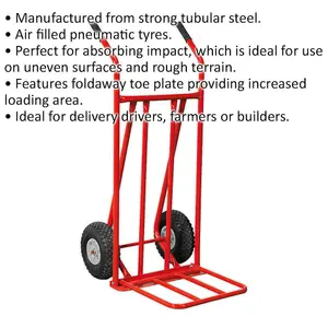 Durable 150kg Folding Sack Truck with Pneumatic Tyres for Heavy Loads