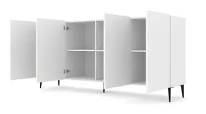 Modern Diune Large TV Cabinet in White Matt and Black Legs 1930mm