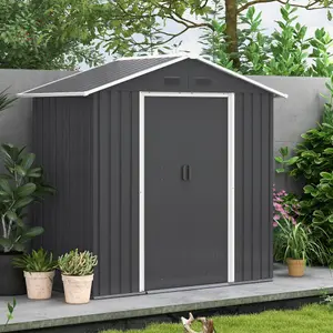 Outsunny 6.5x3.5ft Metal Garden Shed for Garden and Outdoor Storage, Dark Grey