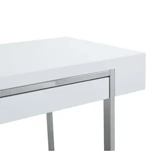 Casa High Gloss Computer Desk With 2 Drawers In White