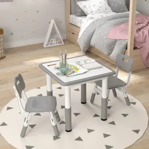 AIYAPLAY 3 Pcs Height Adjustable Kids Table and Chair Set for Playroom - Grey