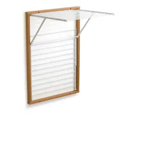 WALL CLOTHESLINE Wood Foldable Wall-Mounted Drying Rack Cherry