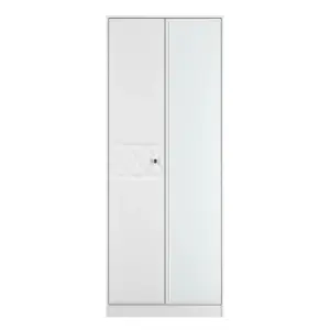 San Jose Ready assembled Contemporary White Tall Double Wardrobe With 1 mirror door (H)1960mm (W)740mm (D)520mm