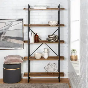 Jessica 92cm W Steel Etagere Bookcase Barnwood