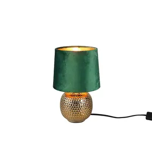 Luminosa Sophia Modern Table Lamp with Round Tapered Shade Gold Green Shade - UK Stock