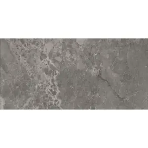 Pembery Anthracite Rectified Stone Effect 595mm x 1200mm Porcelain Wall & Floor Tiles (Pack of 2 w/ Coverage of 1.42m2)