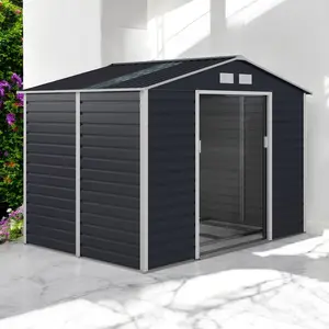  9.1 ft. W x 10.5 ft. D Metal Pent Garden Shed Grey