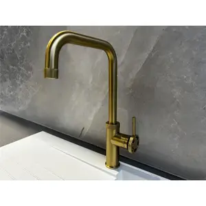 Liquida LB419BR Industrial Style Single Lever Brushed Brass Kitchen Mixer Tap