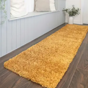 Yellow Ochre Soft Shaggy Runner Rug 60x240cm