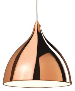 Luminosa Caf 1 Light Dome Ceiling Pendant Light Copper Finish, E27