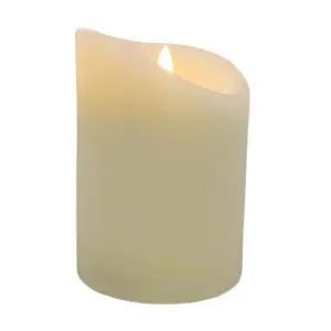 Flickering LED Battery Candle Flameless Realistic Cream Pillar Candle 13cm