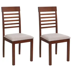 Set of 2 Dining Chairs ORTLEY Rubberwood Dark Wood