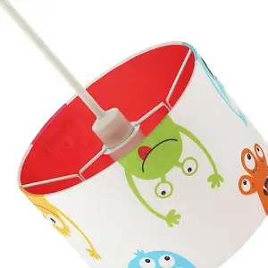 Funny Monsters Children's Lamp Shade with Red Inner and Multi Colour Monsters