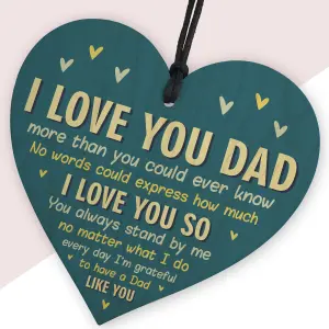 Red Ocean I Love You Dad Gift For Fathers Day Birthday From Daughter Son Wood Heart Novelty Gift For Dad