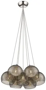 Luminosa Spring 7 Light Cluster Pendant Chrome, Smoked grey with Glass Shades, G9