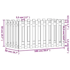 Berkfield Garden Raised Bed with Fence Design 100x50x50 cm Solid Wood Douglas