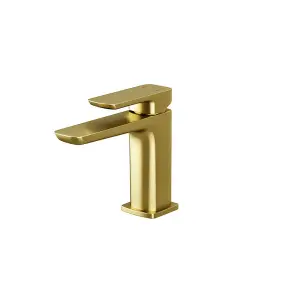 Nes Home Modern Brushed Brass Bathroom Basin Mono Mixer Tap